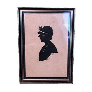 Silhouette Vtg Handcut Woman 1920s Brass Framed 5x7 Artist Signed Roaring 20s
